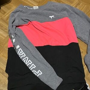 PINK Victoria's Secret Crewneck Sweater - Gray, Pink, Black